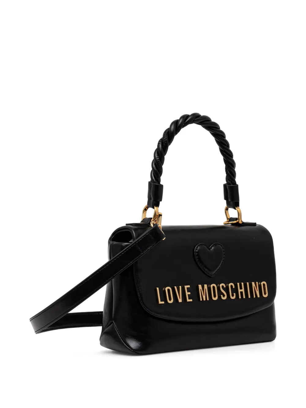 Love Moschino Shopper met gedraaid handvat en hartpatroon Zwart