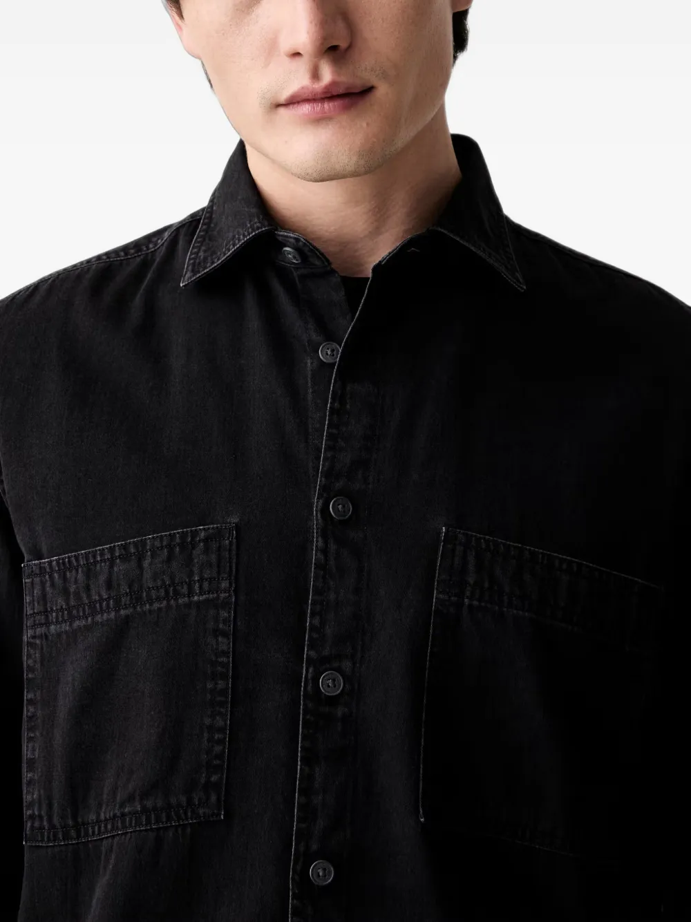 Marc O'Polo patch-pocket denim shirt Zwart