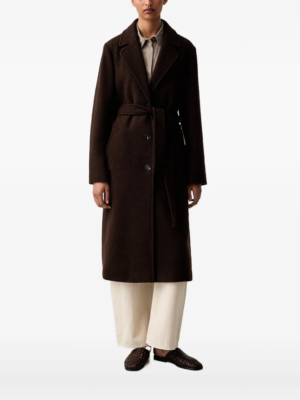 Marc O'Polo belted button-up coat - Marrone