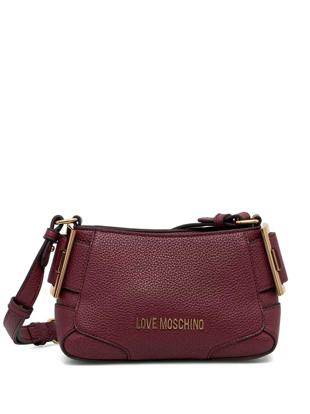 Love Moschino logo-plaque pebbled crossbody bag - Rosso