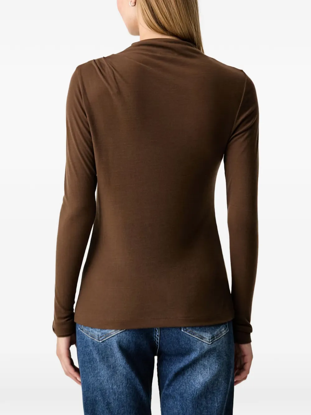 Marc O'Polo Gedrapeerd T-shirt met lange mouwen Bruin