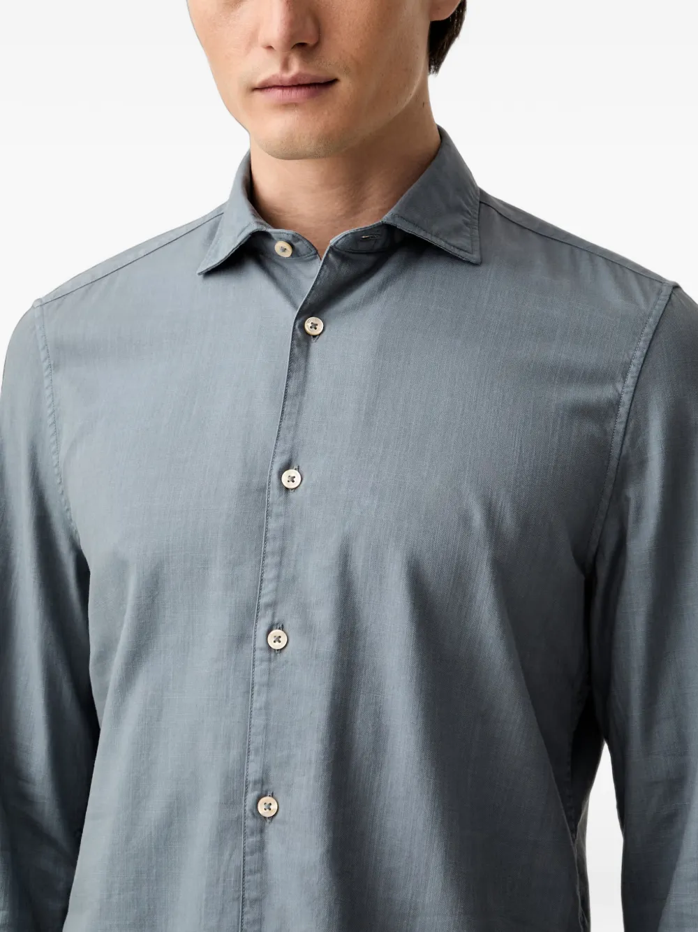 Marc O'Polo Twill long-sleeve shirt Blauw