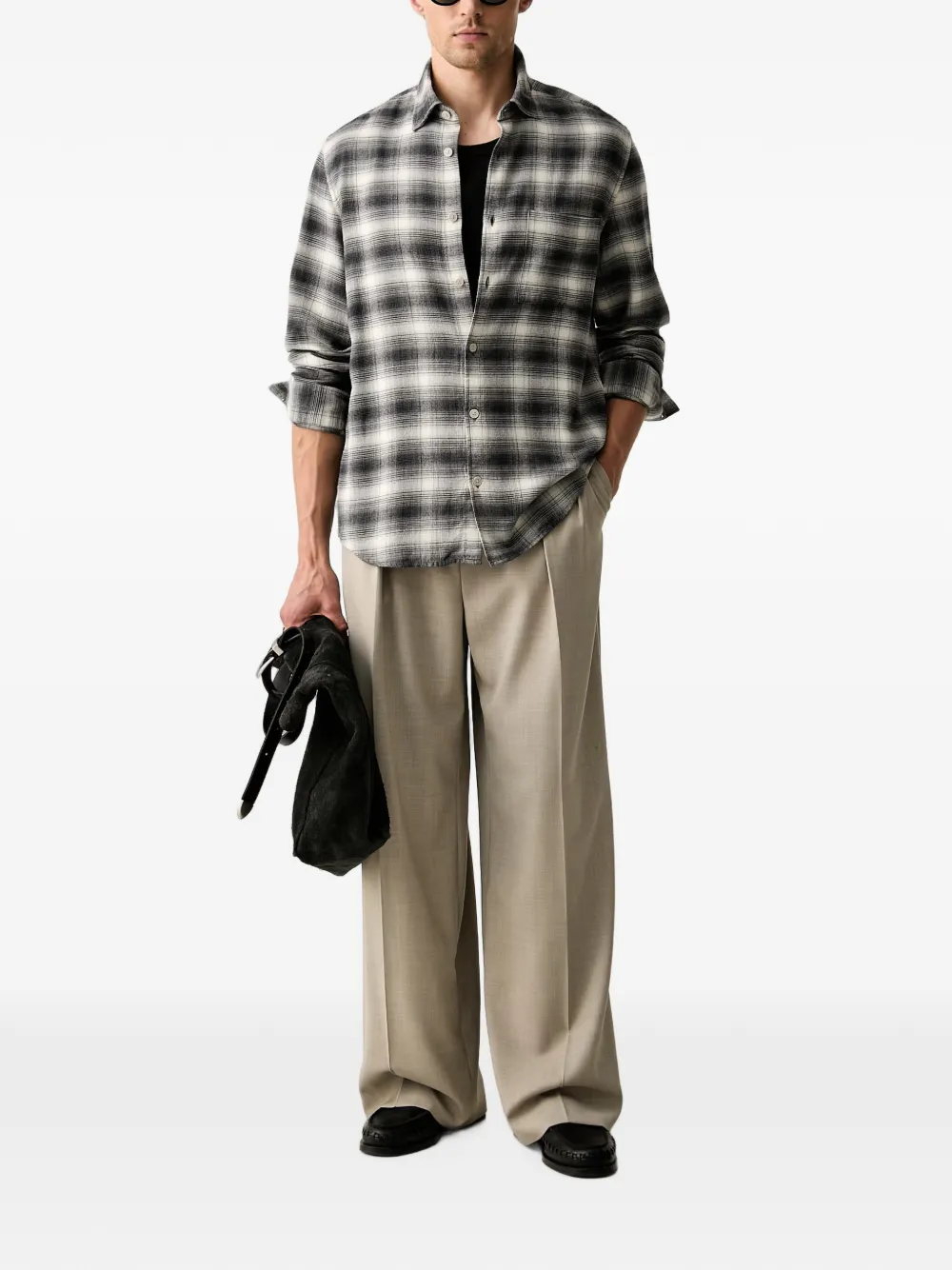 Marc O'Polo check-print flannel shirt Zwart