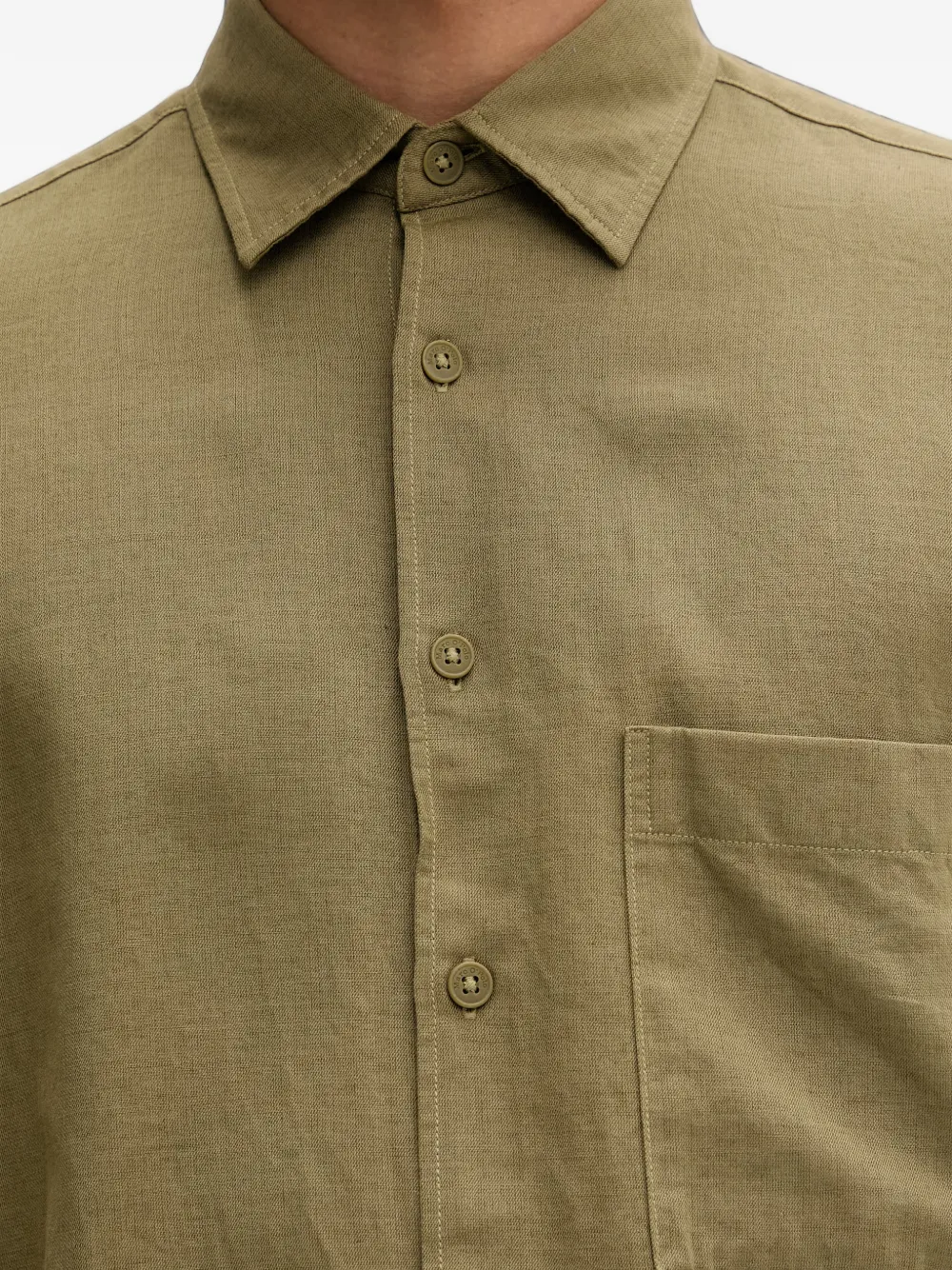 Marc O'Polo short-sleeve chest-pocket shirt Groen