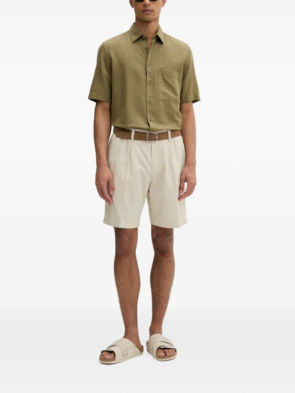 Marc O'Polo short-sleeve chest-pocket shirt Groen