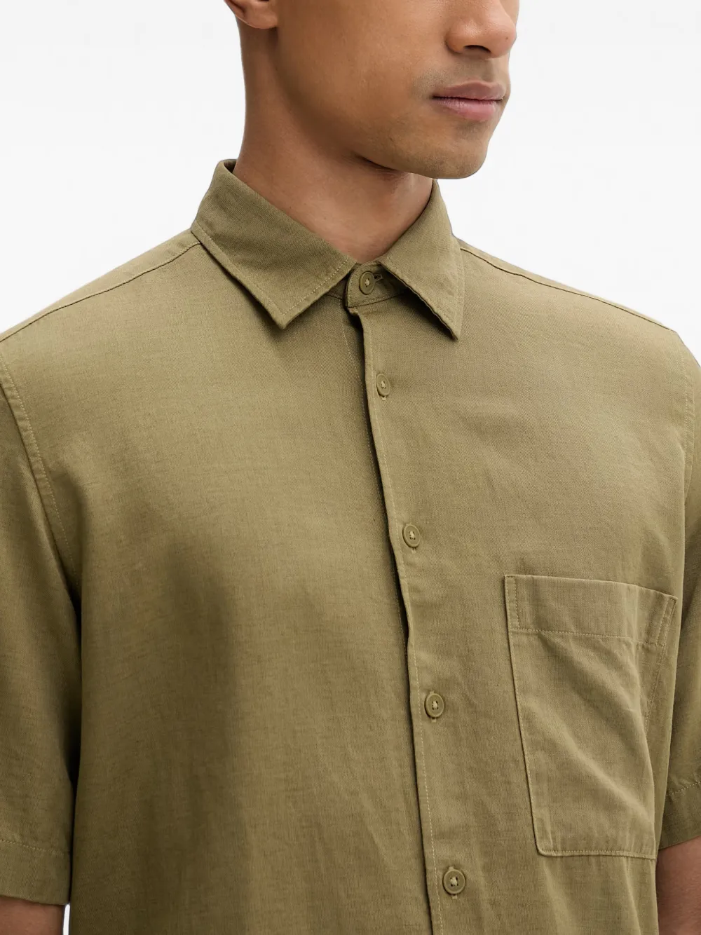 Marc O'Polo short-sleeve chest-pocket shirt Groen