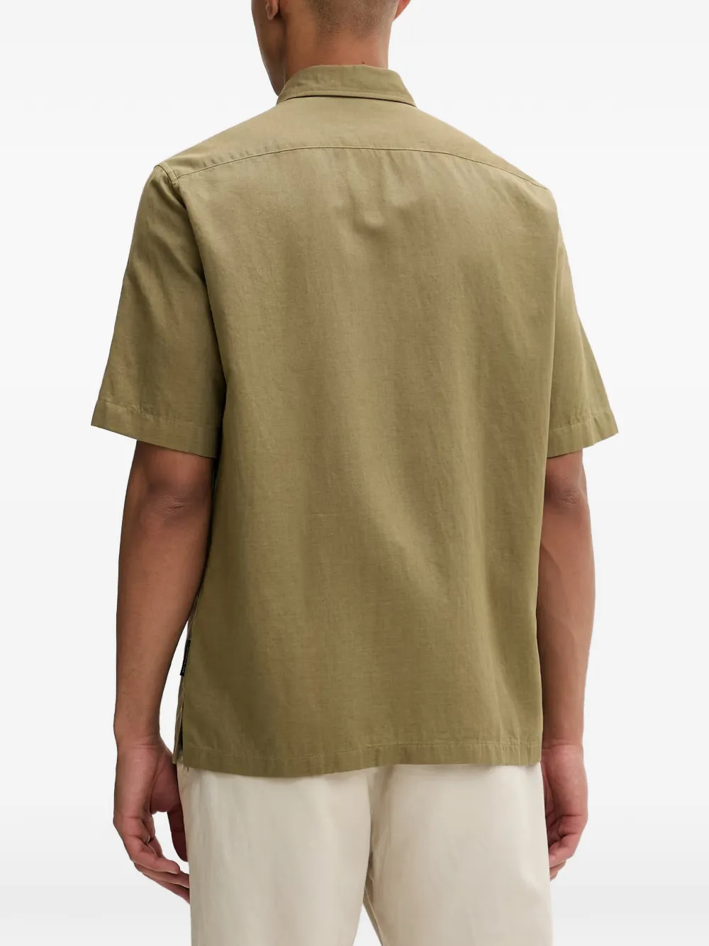 Marc O'Polo short-sleeve chest-pocket shirt Groen