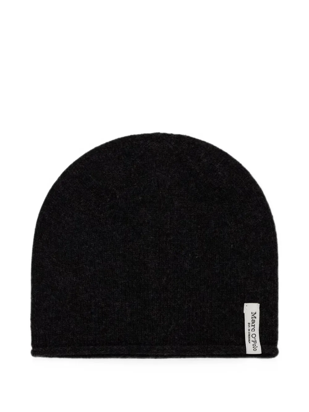 Marc O'polo Knitted Rolled-edge Beanie Hat In Schwarz