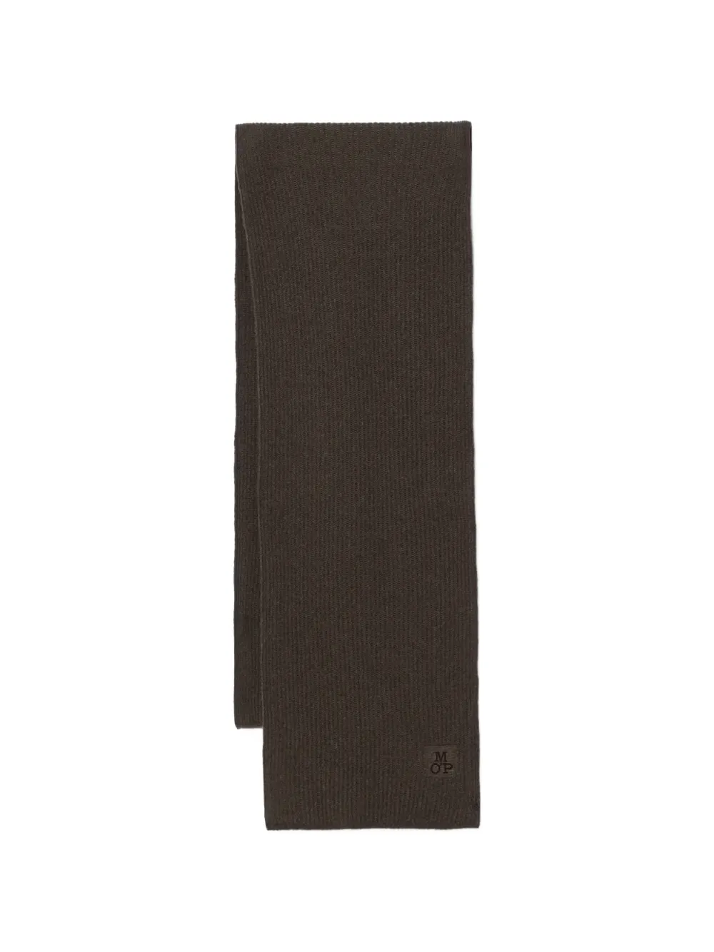 Marc O'Polo ribbed-knit logo-embroidered scarf - Marrone