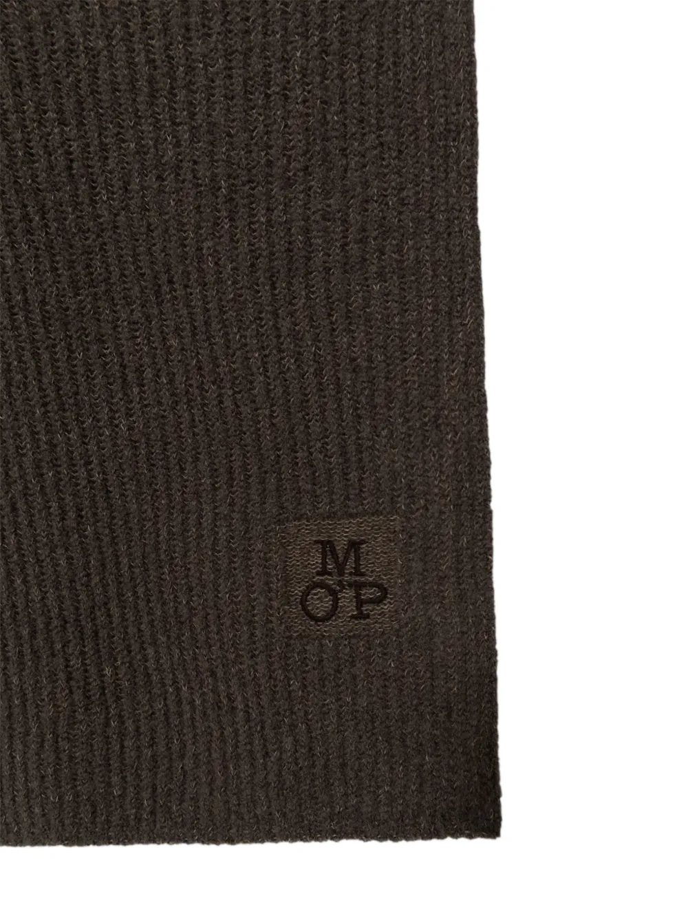Marc O'Polo Ribgebreide sjaal met geborduurd logo Bruin