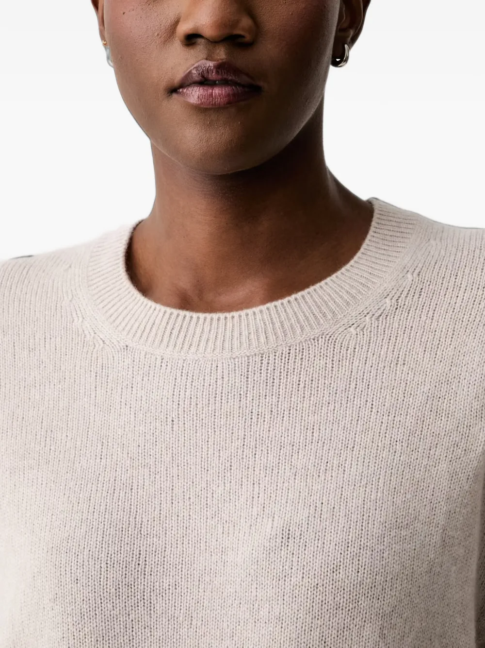 Marc O'Polo Trui met ronde hals en geribbelde afwerking Beige