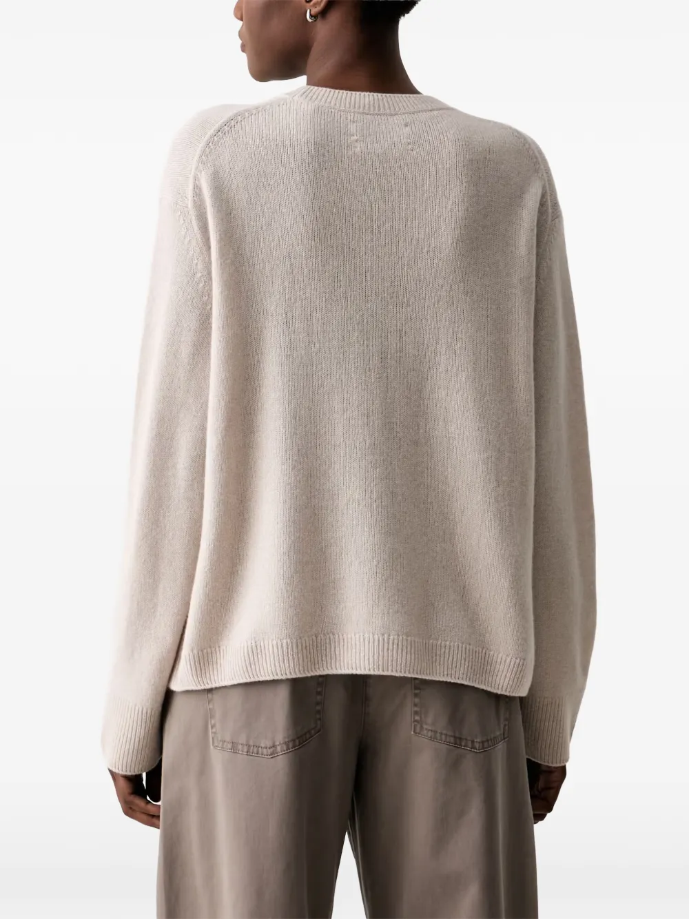 Marc O'Polo Trui met ronde hals en geribbelde afwerking Beige