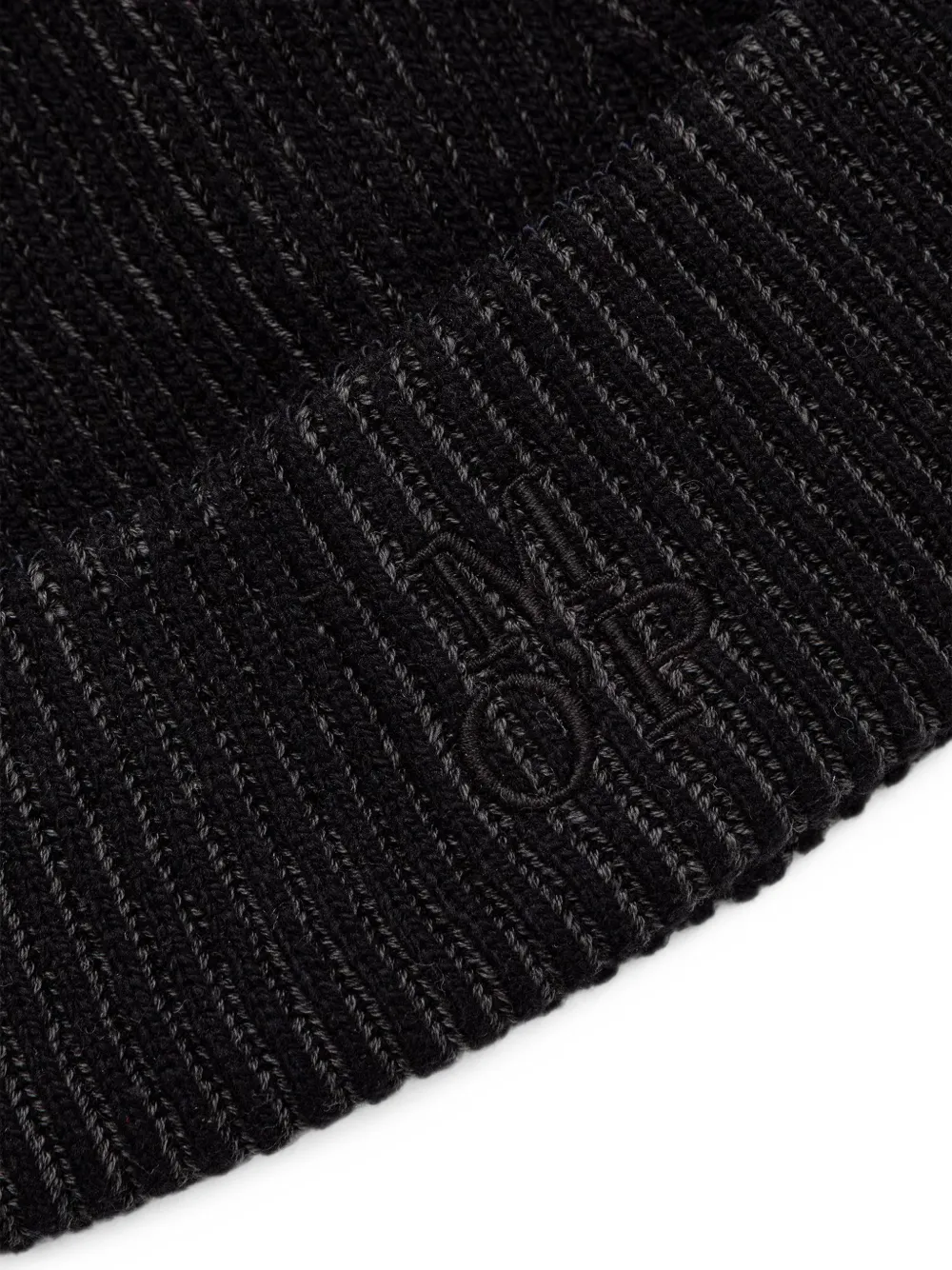Marc O'Polo logo-embroidered ribbed-knit beanie hat Zwart