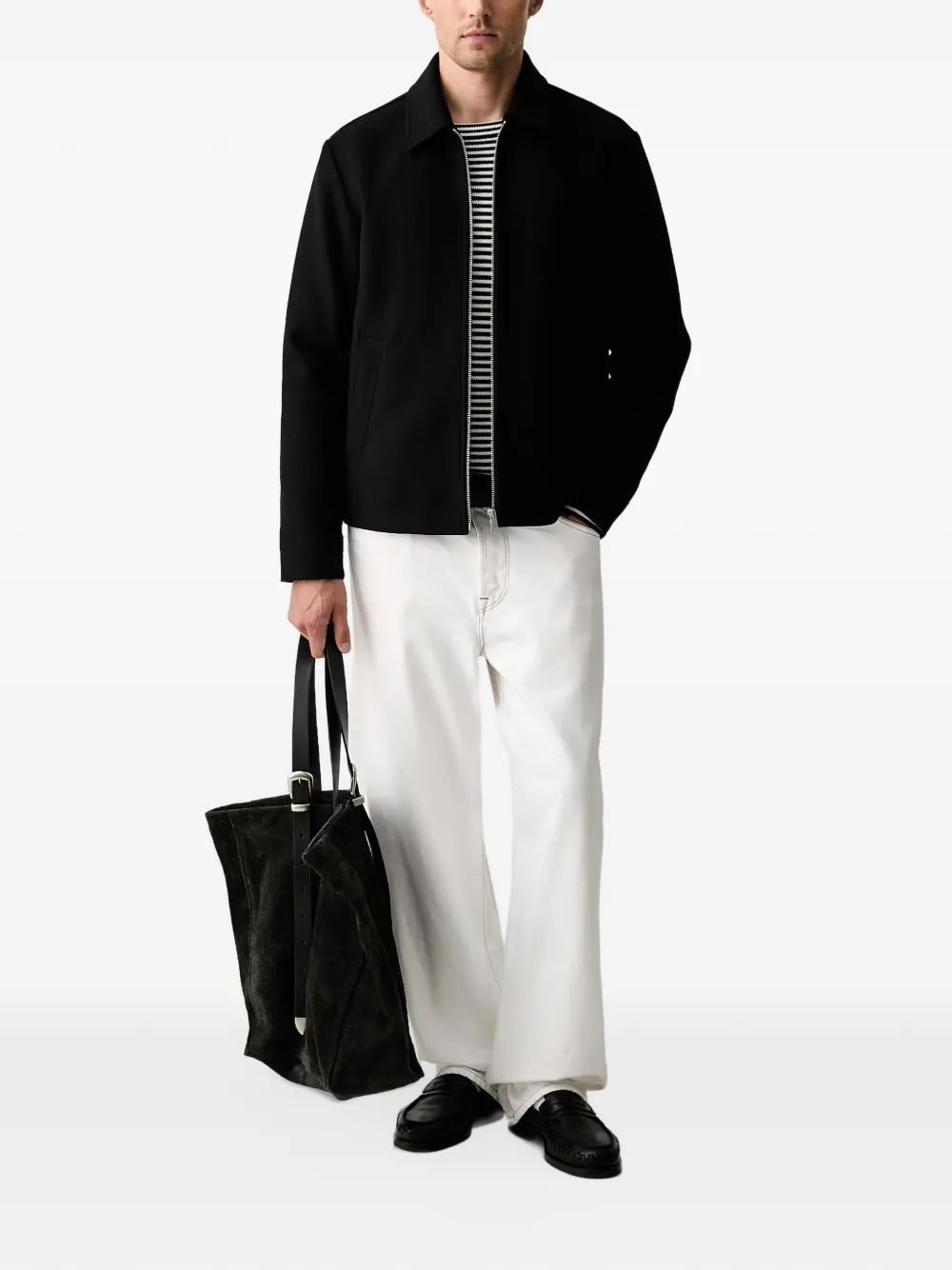 Marc O'Polo diagonal-weave zip-up jacket Zwart