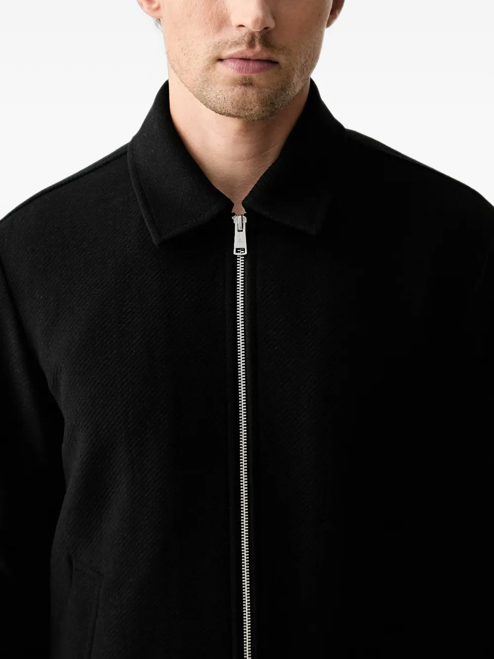 Marc O'Polo diagonal-weave zip-up jacket Zwart