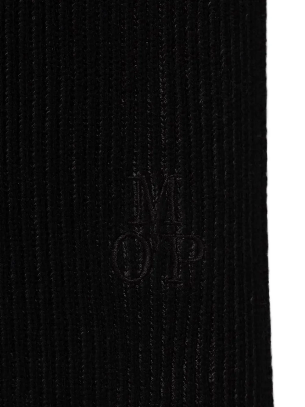 Marc O'Polo Ribgebreide sjaal met geborduurd logo Zwart