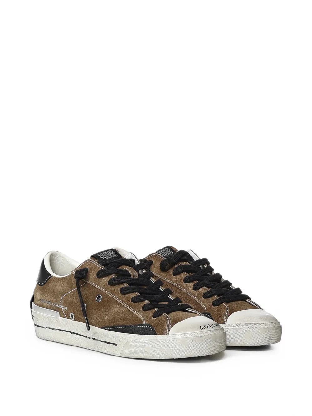Crime London Midnight distressed-effect suede sneakers Bruin