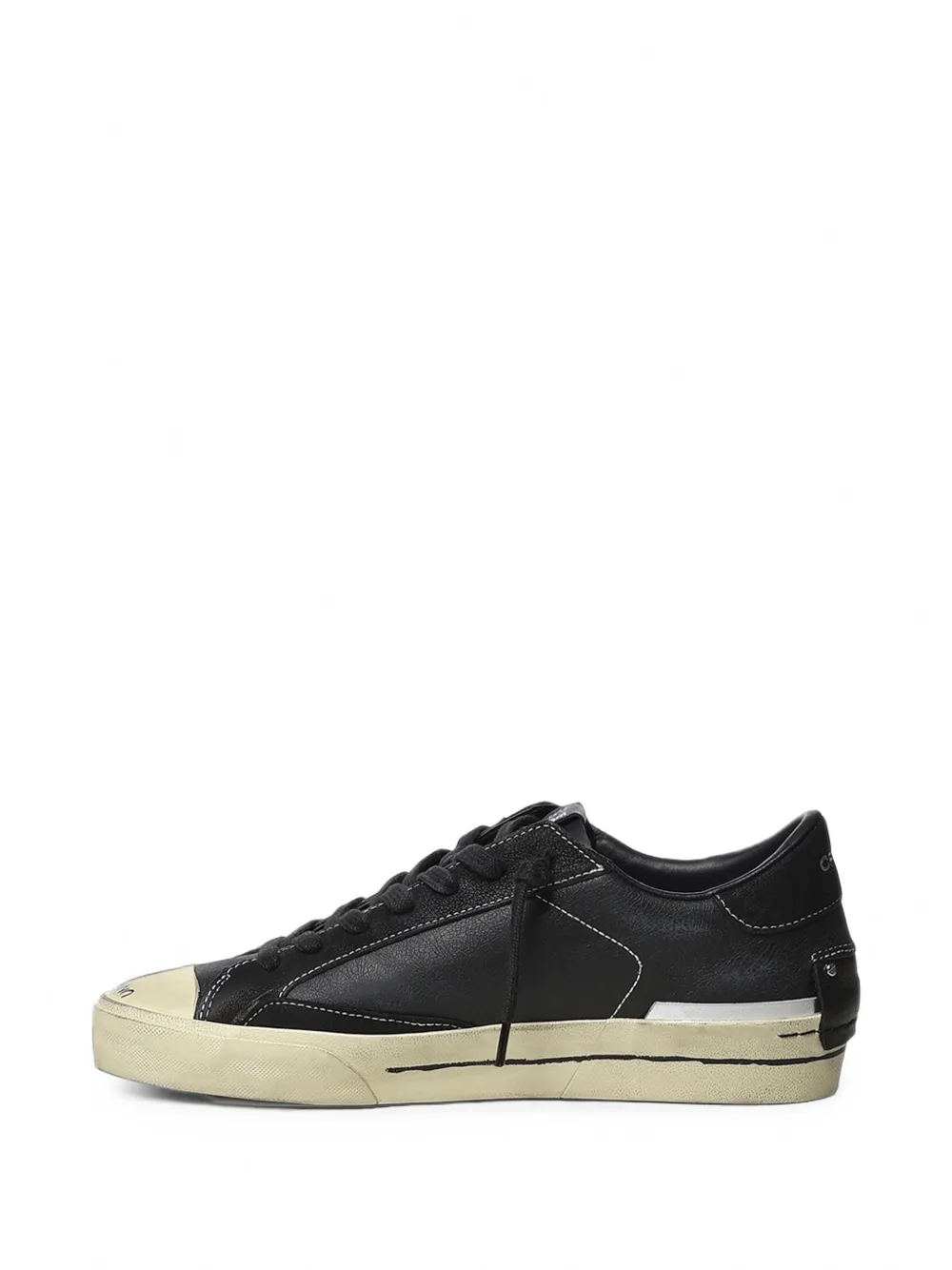 Crime London Midnight distressed-effect leather sneakers Zwart