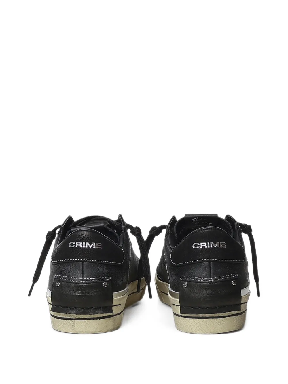 Crime London Midnight distressed-effect leather sneakers Zwart