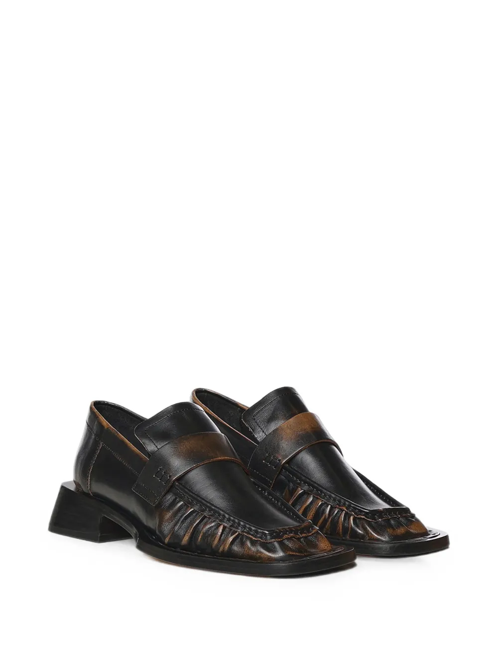 Miista Airi brushed-finish ruched loafers Bruin