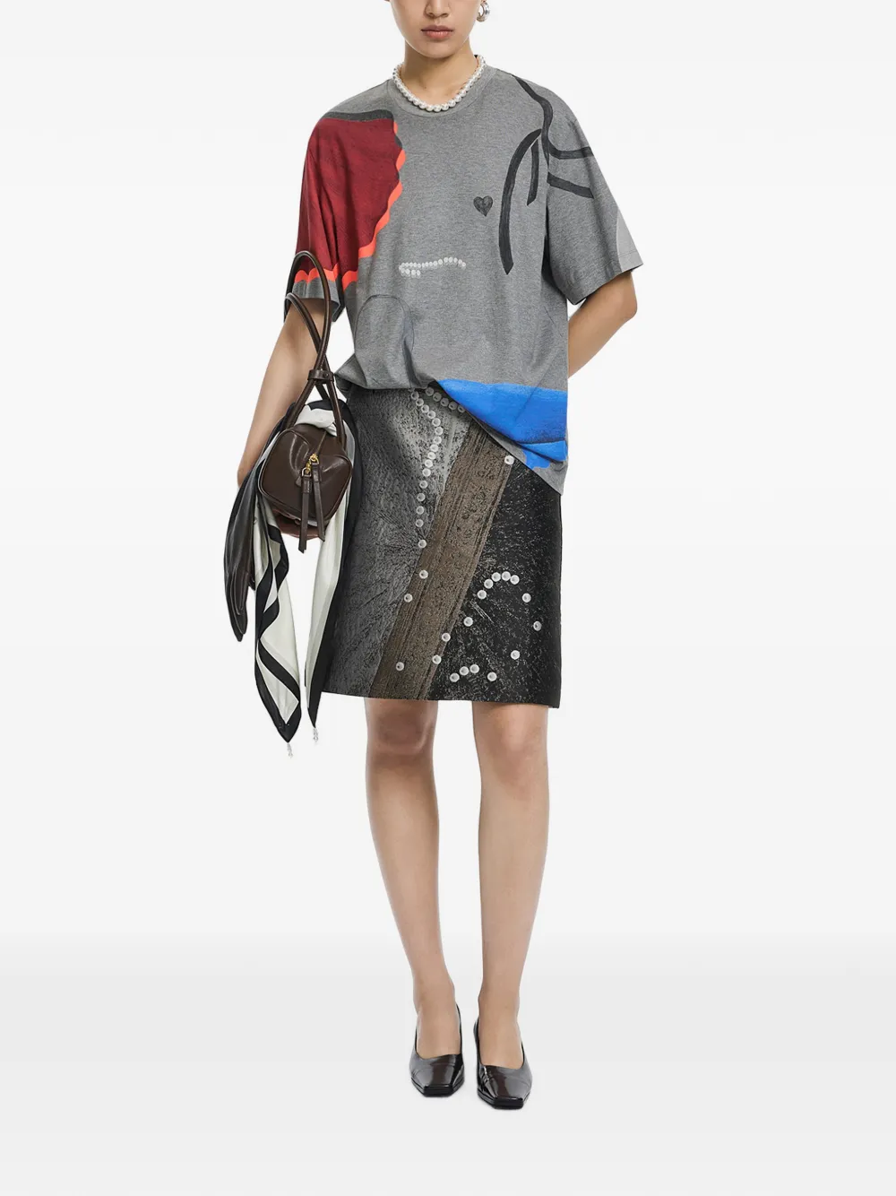 JNBY Mini-rok met A-lijn en jacquard-print Zwart