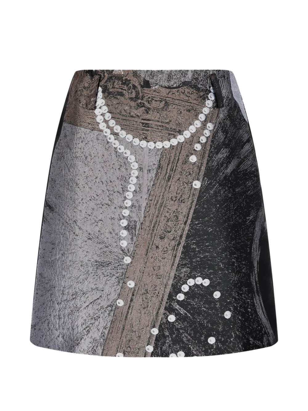 Jnby Jacquard-print A-line Mini Skirt In Black