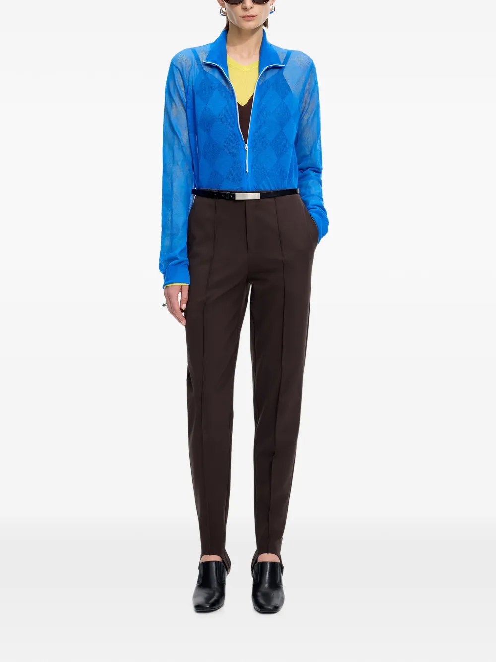 JNBY Fijngebreid vest met geruit jacquard Blauw