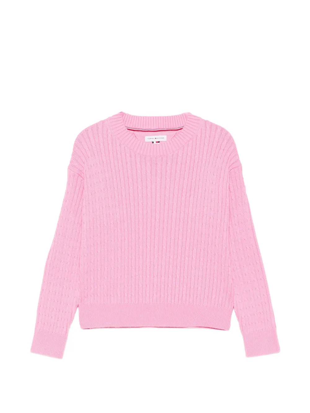 Tommy Hilfiger Junior Kabelgebreide trui met geborduurd logo Roze