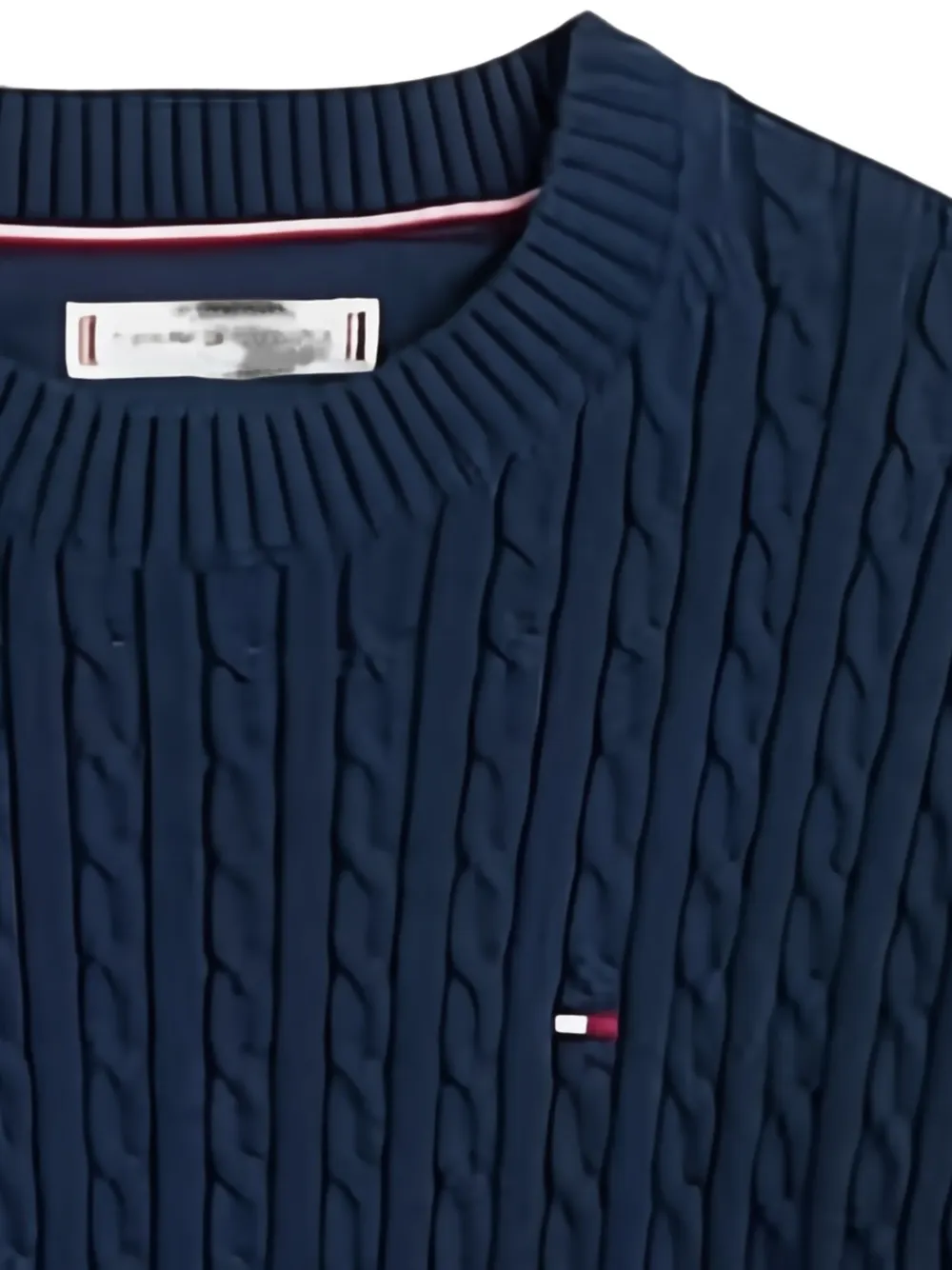 Tommy Hilfiger Junior Kabelgebreide trui met geborduurd logo Blauw