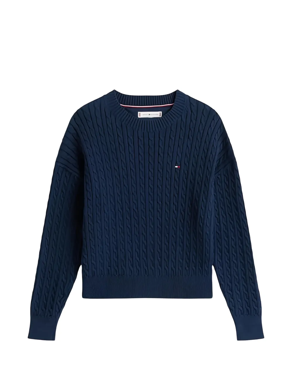 Tommy Hilfiger Junior Kabelgebreide trui met geborduurd logo Blauw