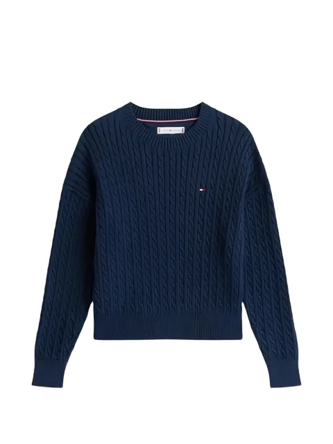 Tommy Hilfiger Junior cable-knit embroidered-logo sweater