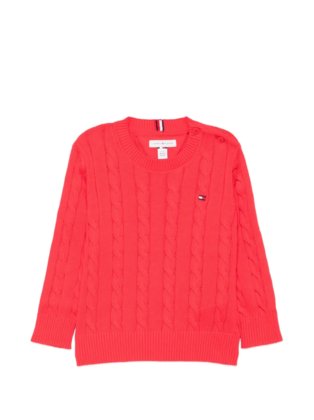 Tommy Hilfiger Junior Kabelgebreide trui met knoopdetail Rood