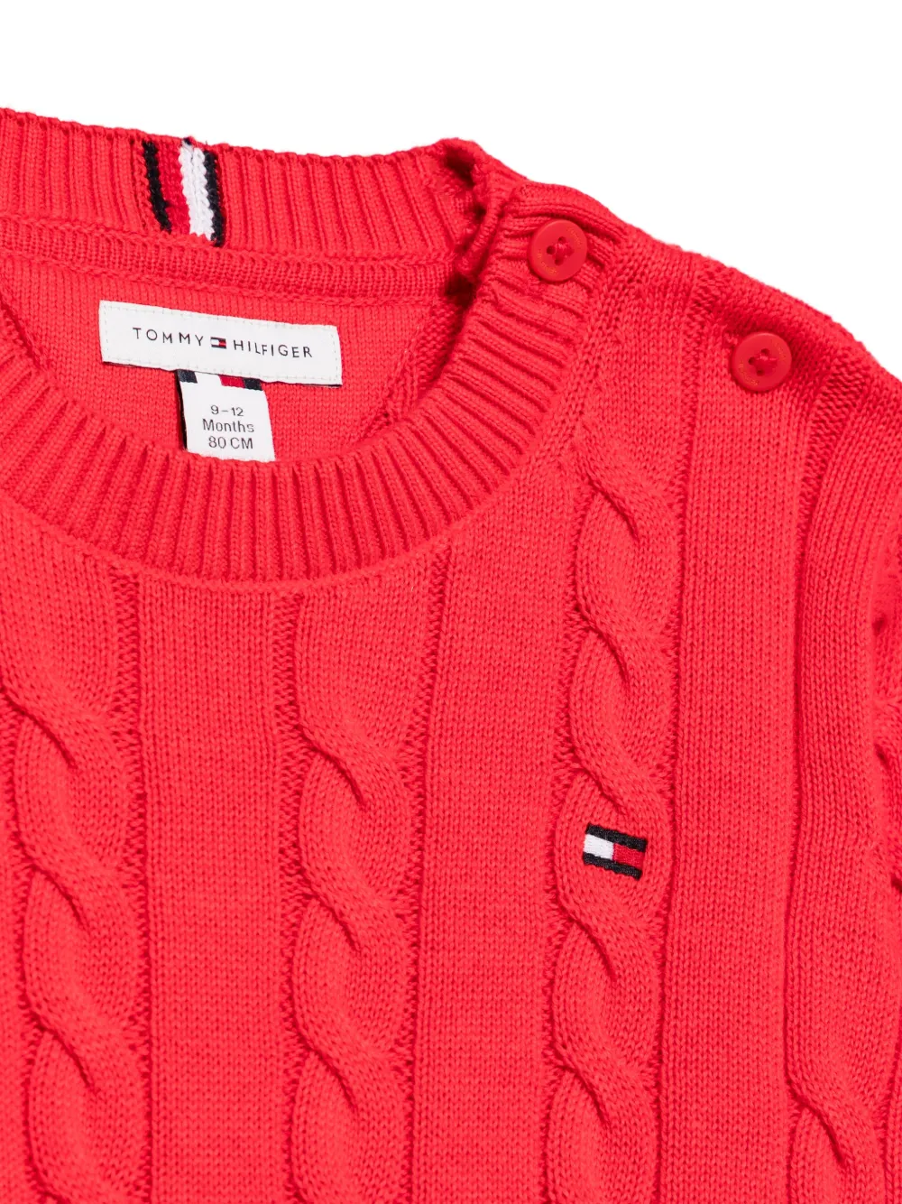 Tommy Hilfiger Junior Kabelgebreide trui met knoopdetail Rood