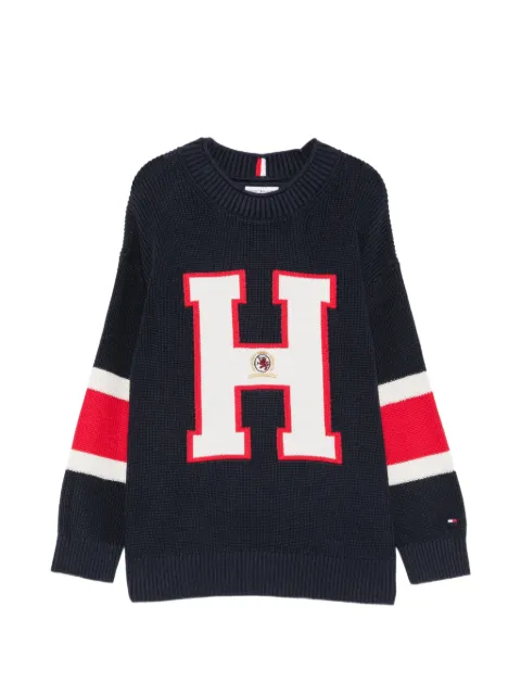 Tommy Hilfiger Junior intarsiastrikket sweater med logodetalje