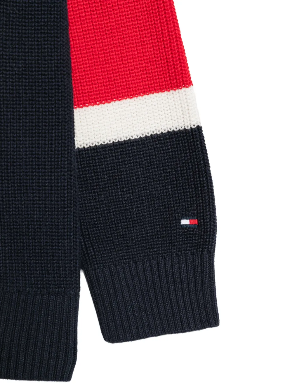 Tommy Hilfiger Junior Intarsiagebreide trui met logo-detail Blauw