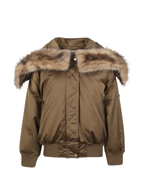 Michael Kors chaqueta bómber con capucha y ribete de piel sintética