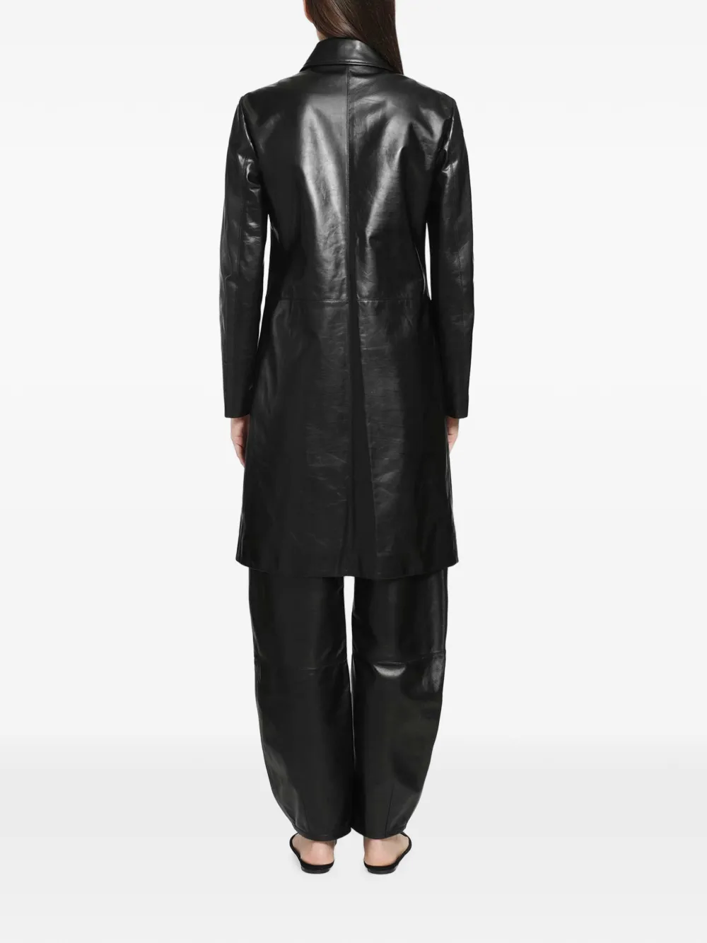 Jil Sander 88 leren jas met dubbele rij knopen Zwart