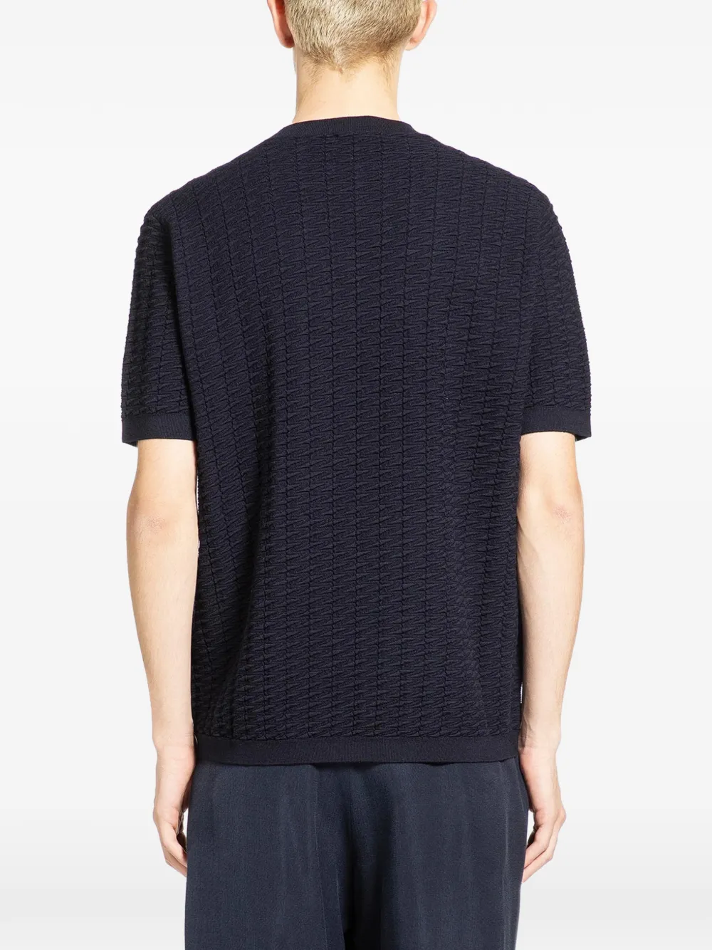 Giorgio Armani Gebreid T-shirt met textuur Blauw