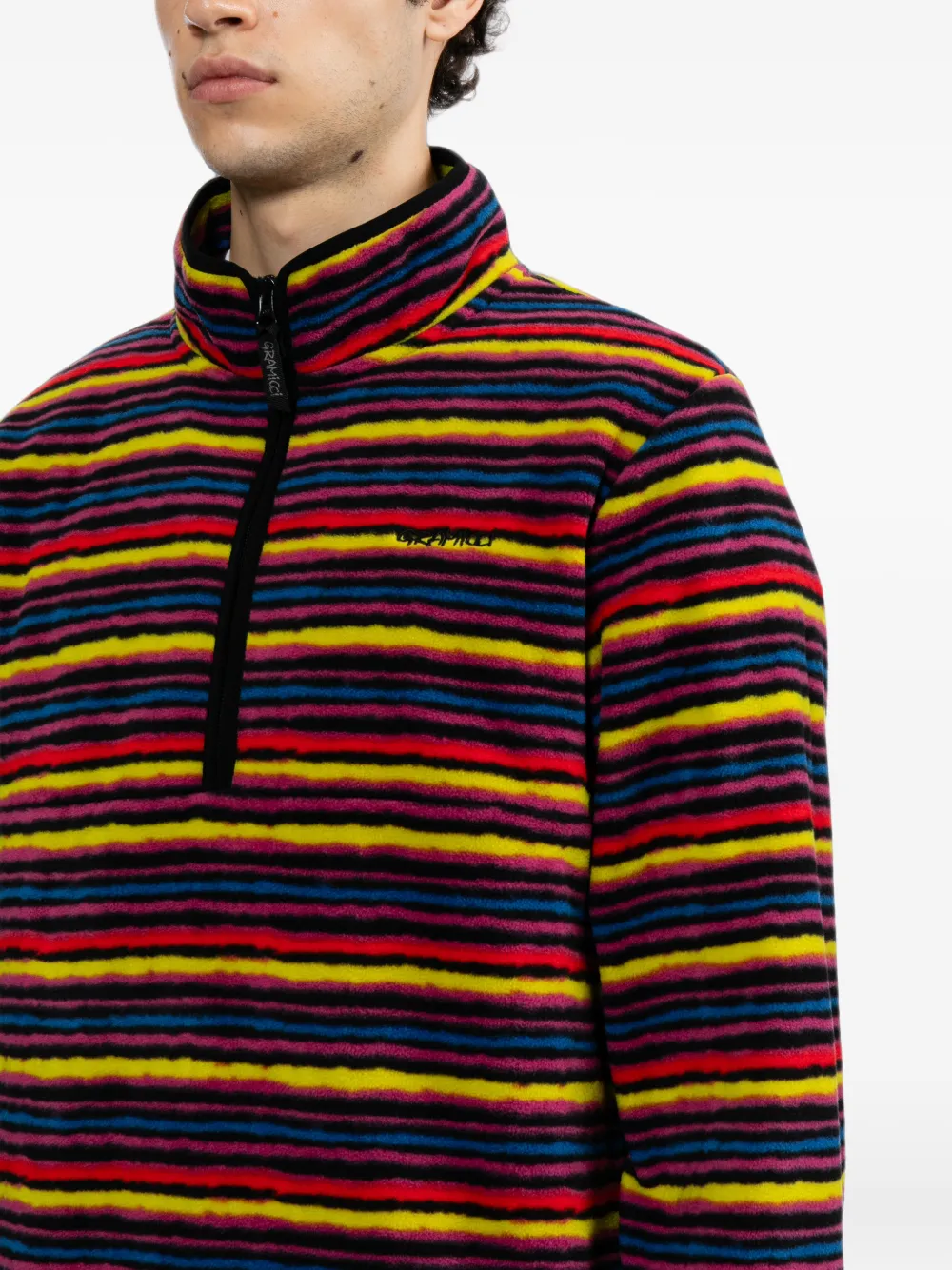 Gramicci Gestreepte fleece trui Roze