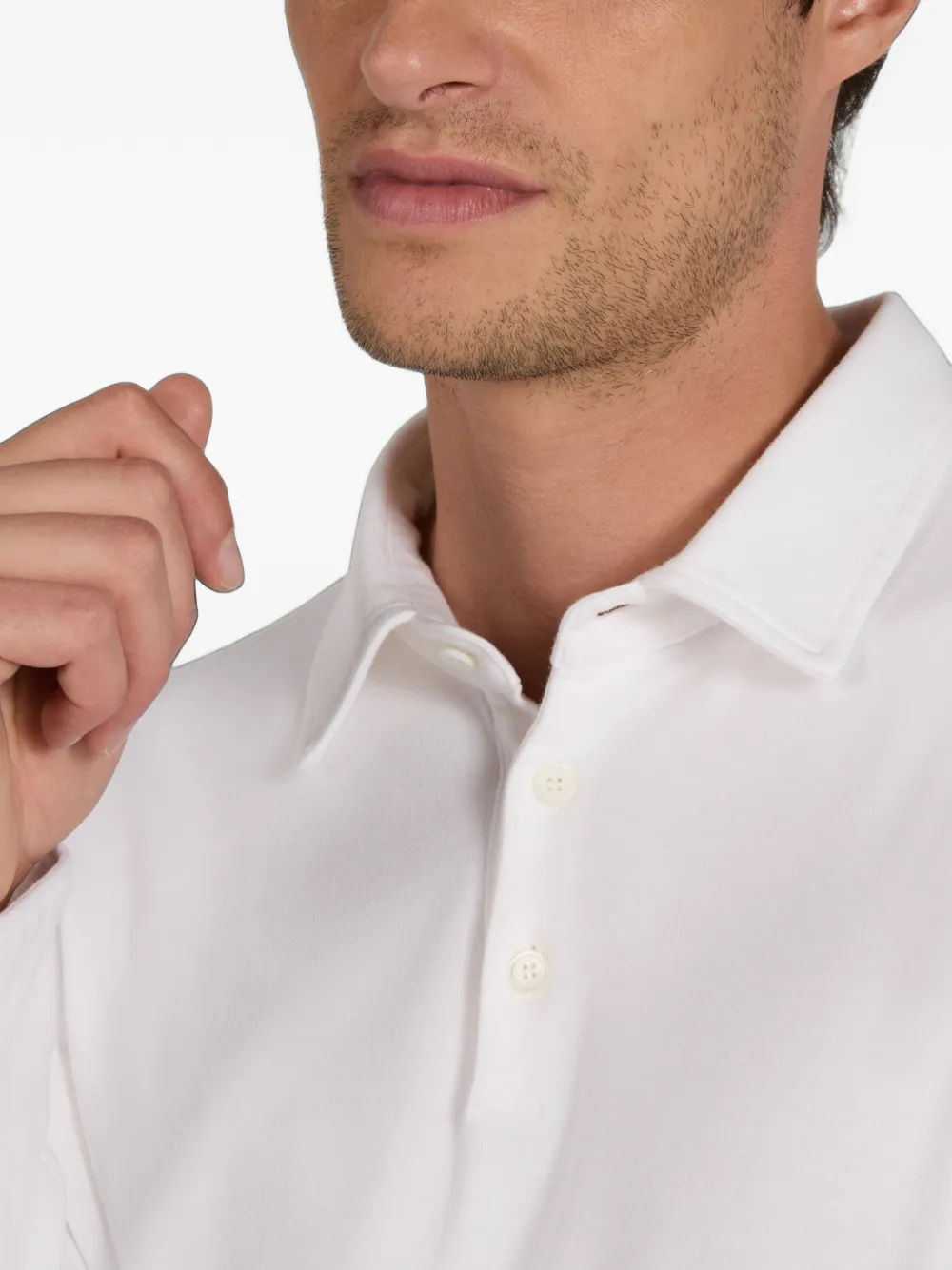 slowear Interlock poloshirt met lange mouwen Wit