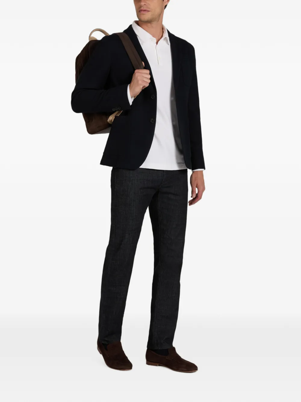 slowear Interlock poloshirt met lange mouwen Wit