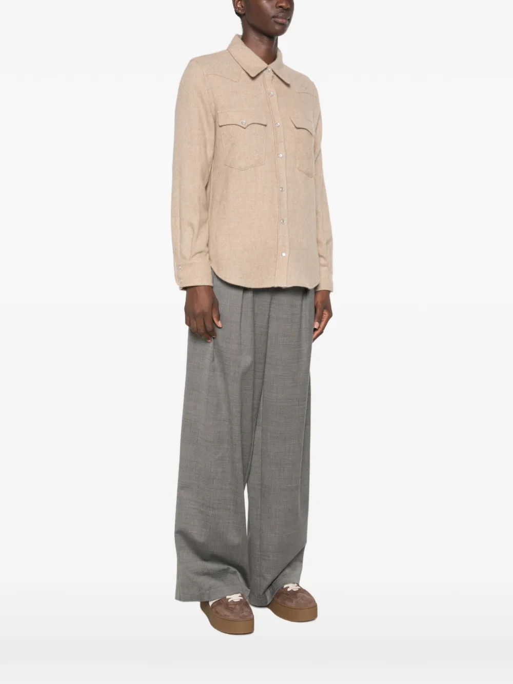 kujten Lumber blouse met knopen Beige
