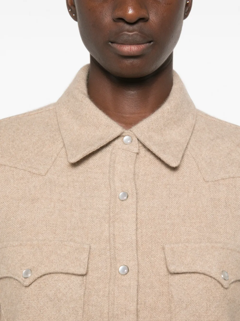 kujten Lumber blouse met knopen Beige