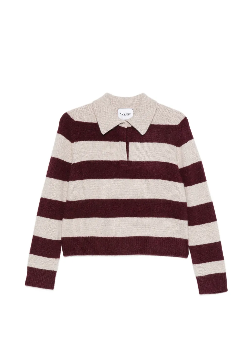 kujten Royce Stripe polo-collar sweater