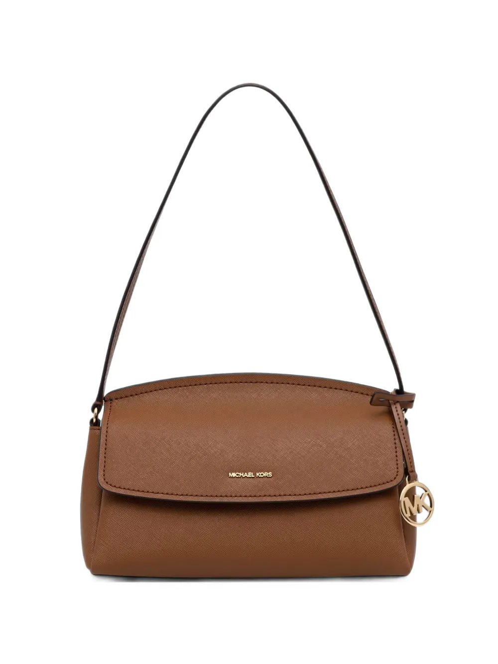 Michael Michael Kors Saffiano-leather Logo-plaque Shoulder Bag In Brown
