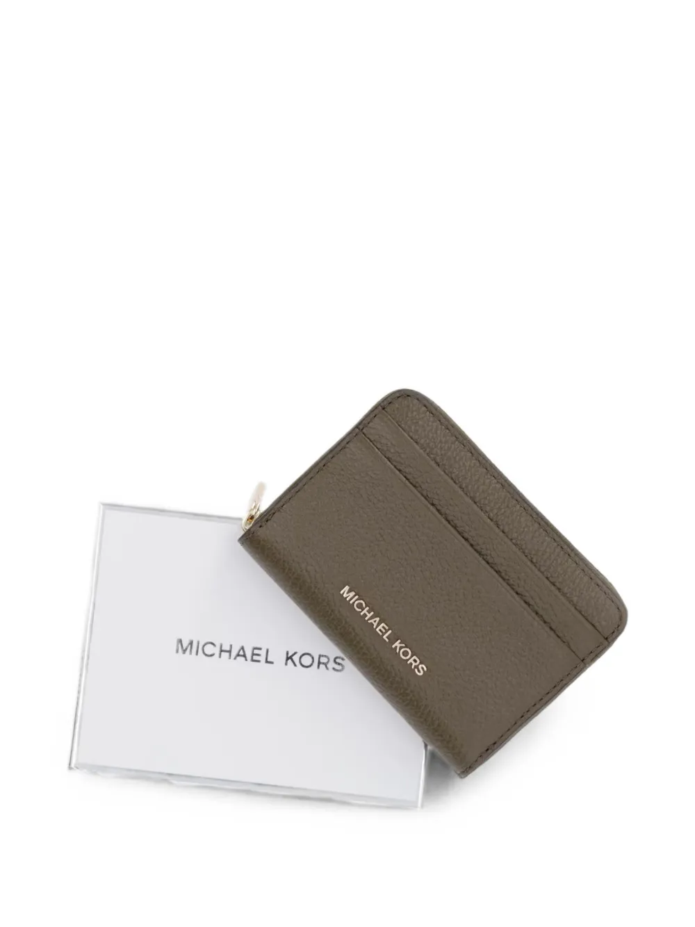 Michael Kors logo-plaque pebbled wallet Bruin