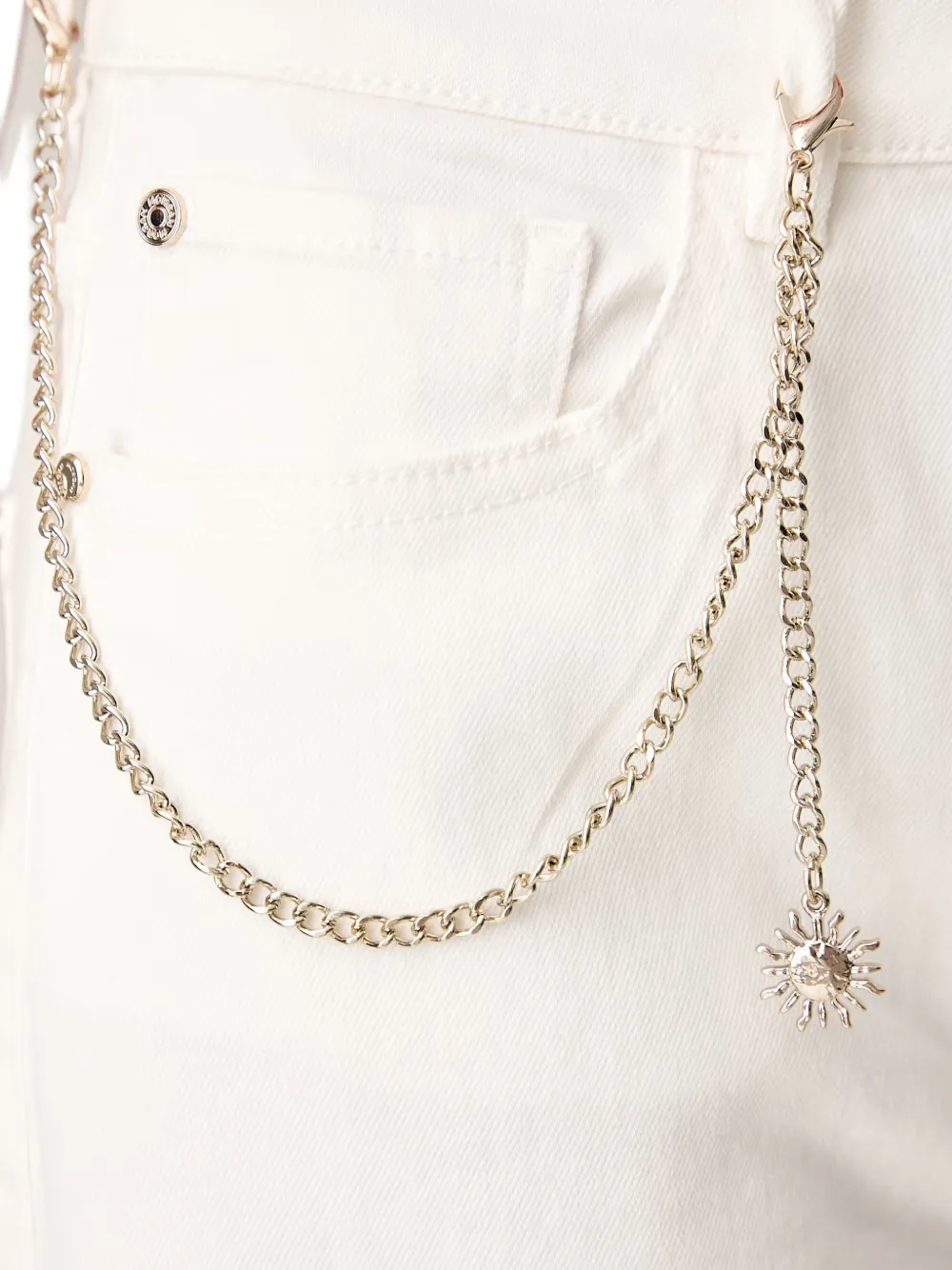 Morgan Jeans met wijde pijpen en schakelketting Wit
