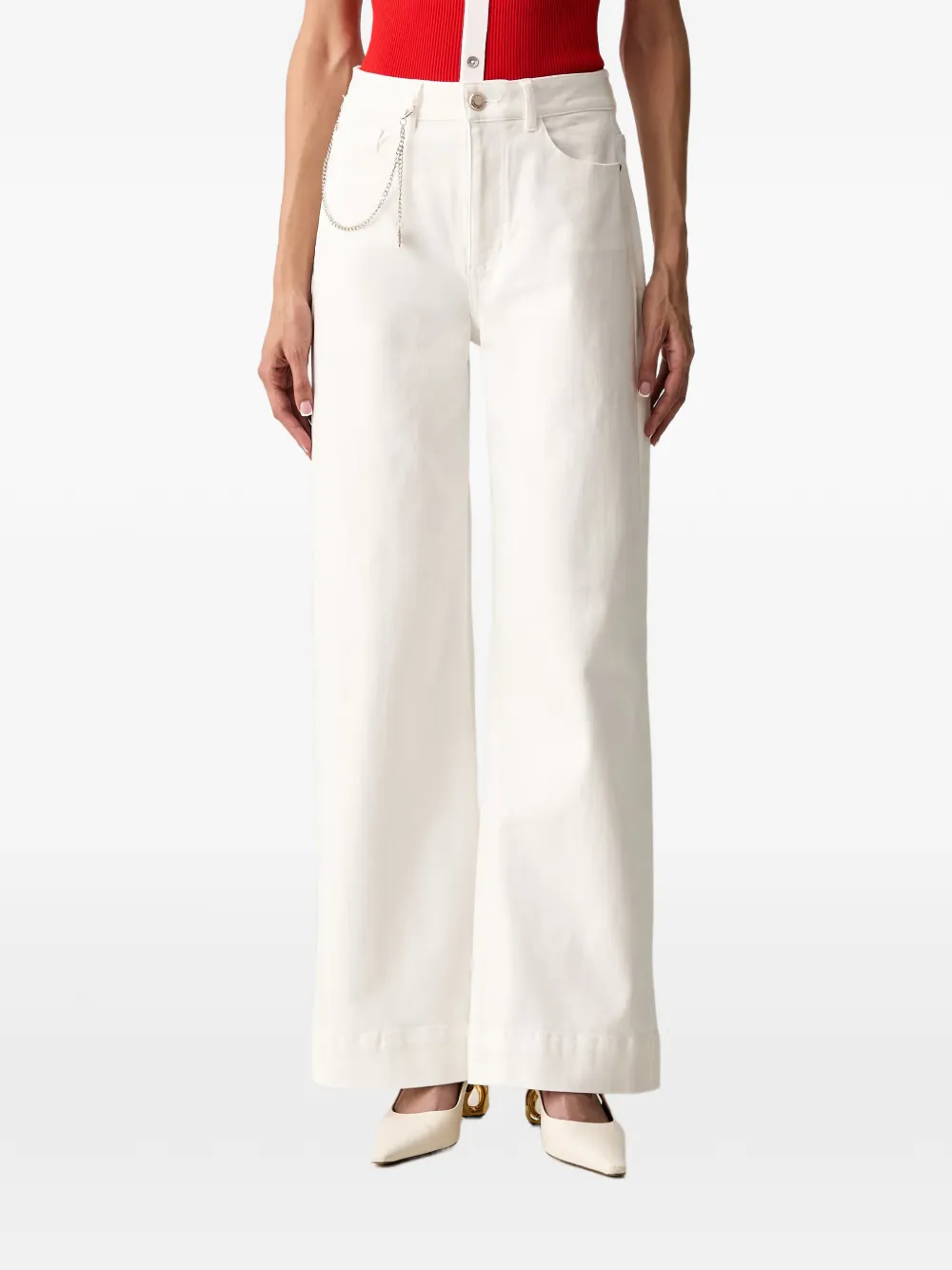 Morgan chain-link wide-leg jeans - Bianco