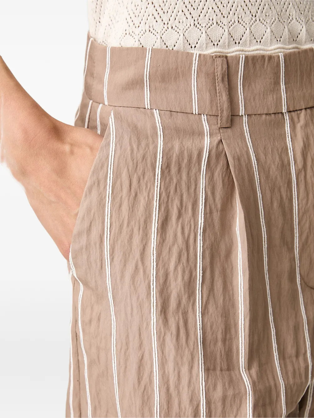 Morgan Gestreepte shorts Beige