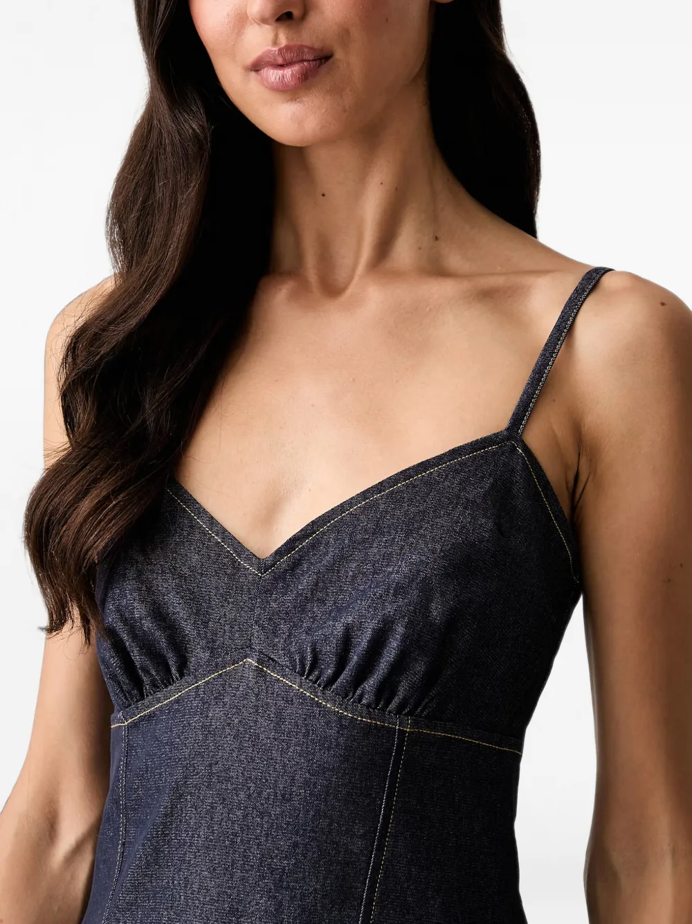 Morgan Uitlopende midi-jurk met gesmockte achterkant Blauw